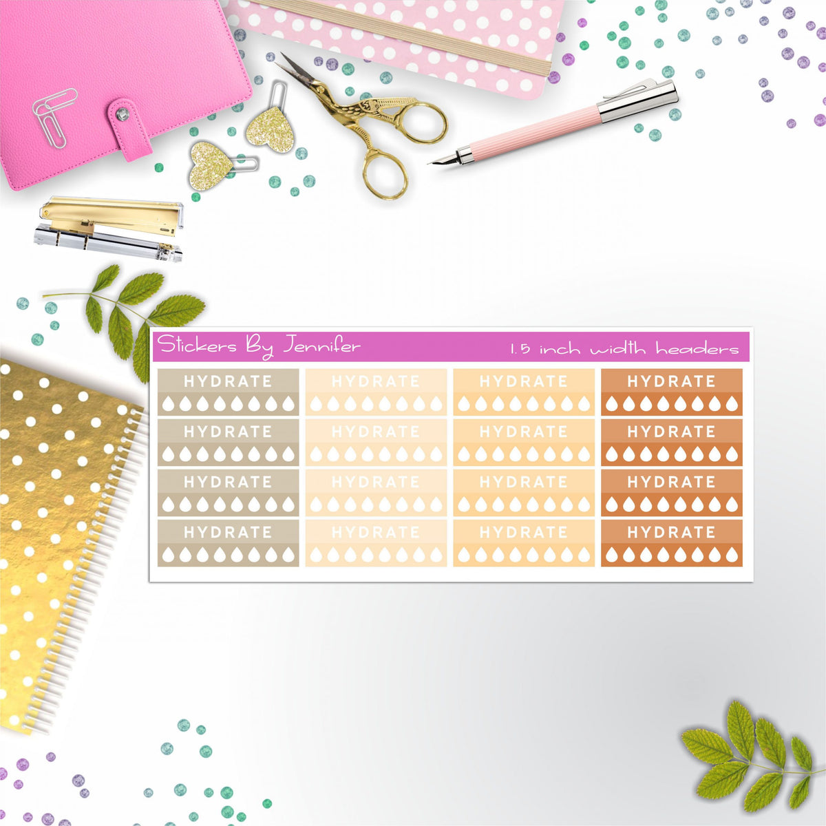 Hydrate Quarter Boxes Planner Stickers, Journal Stickers, Functional Planner Stickers, Stationary Stickers