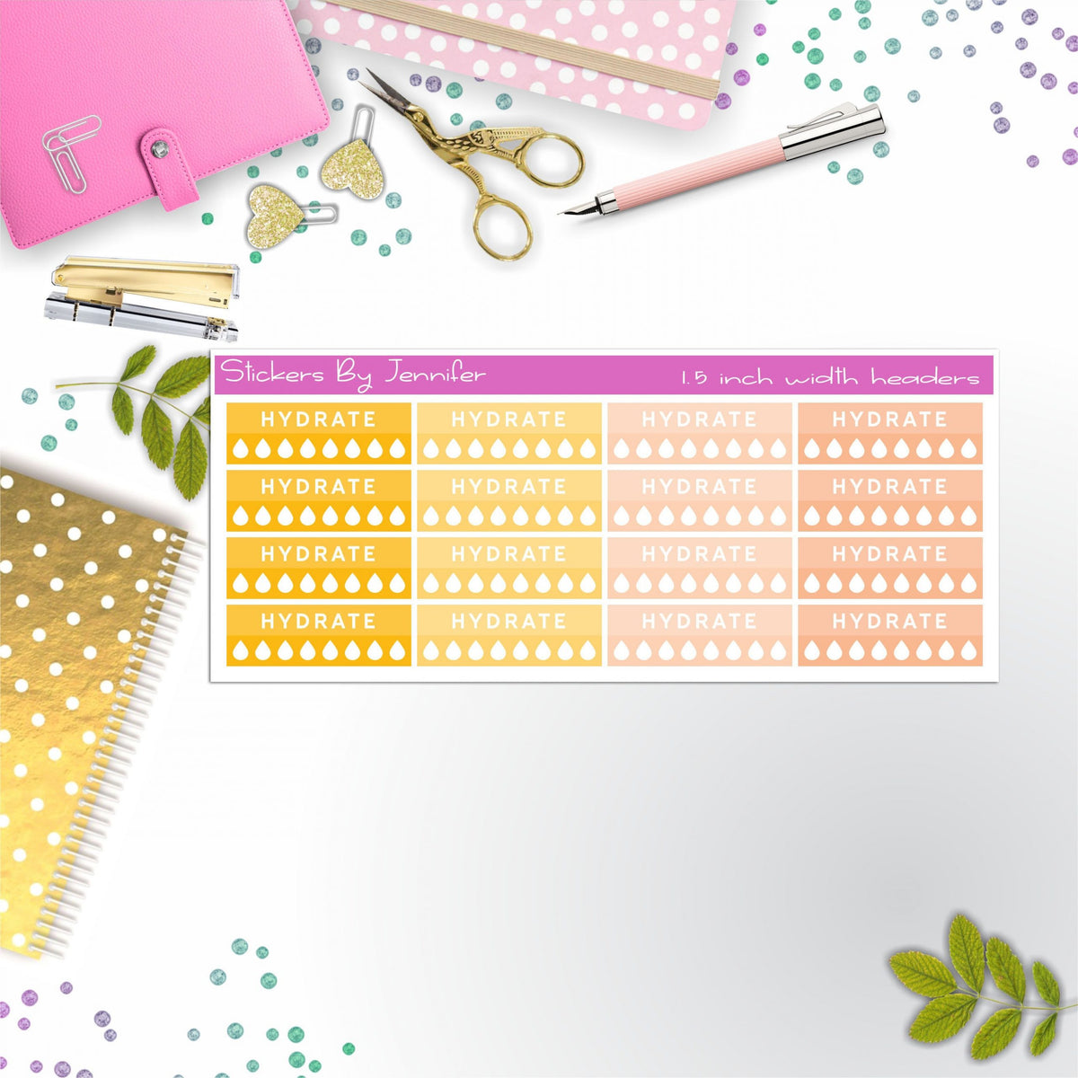 Hydrate Quarter Boxes Planner Stickers, Journal Stickers, Functional Planner Stickers, Stationary Stickers