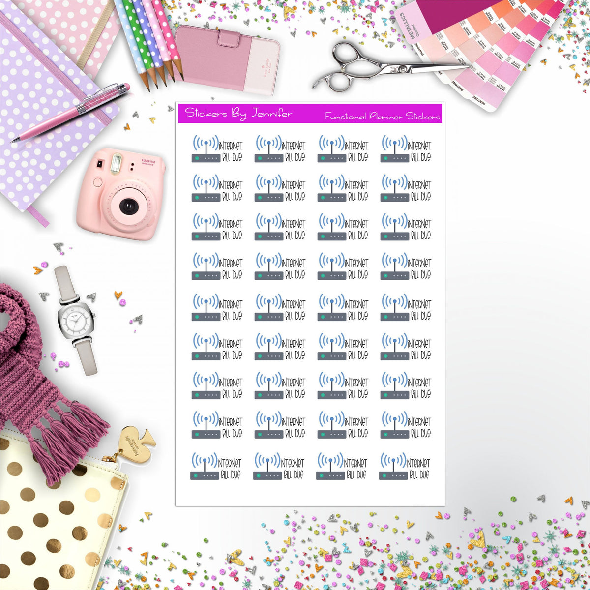 Internet Bill Due Planner Stickers