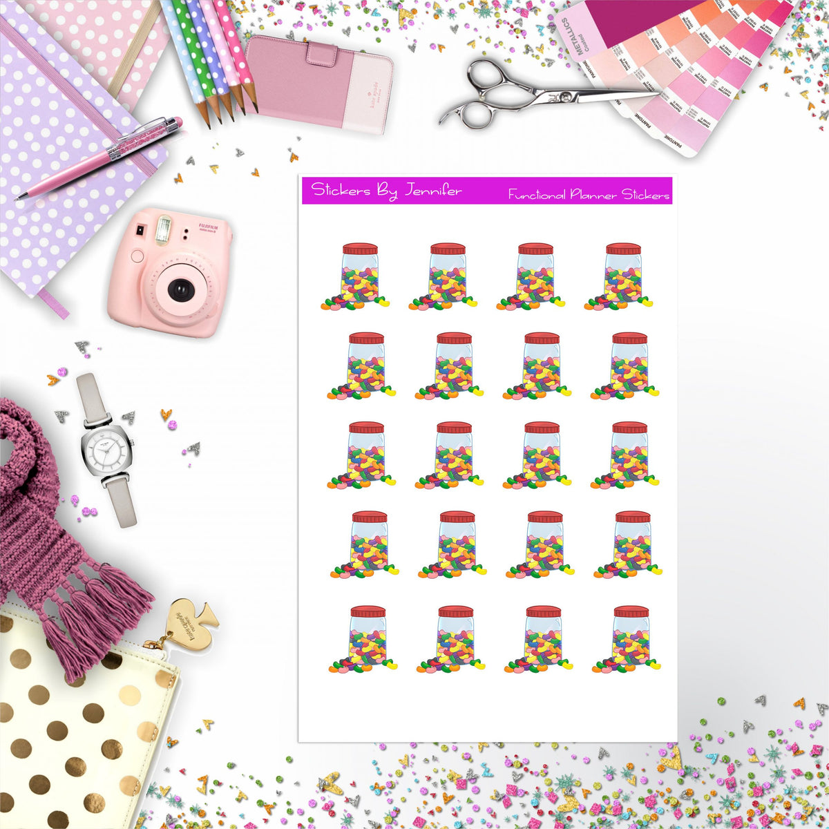 Jelly Bean Candy Stickers, Planner Stickers, Journal Stickers, Functional Planner Stickers, Stationary Stickers