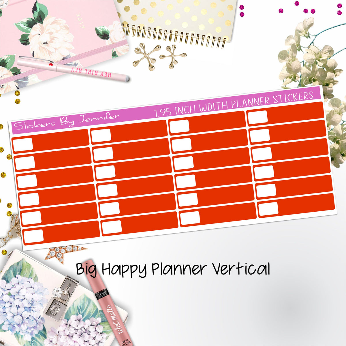 Labels 1.95 inch Width Quarter Boxes 549 for Big Happy Planner Vertical Planner Stickers