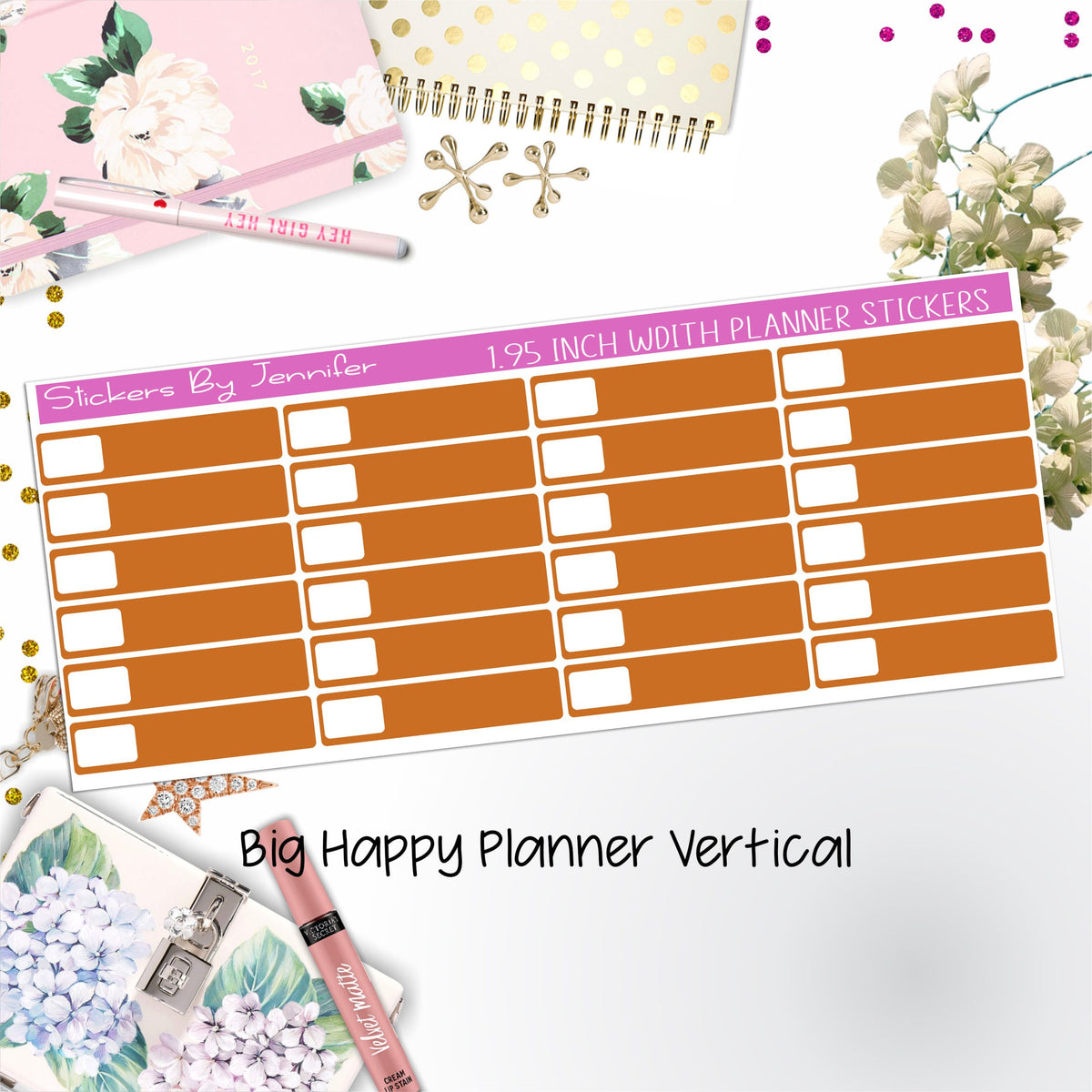 Labels 1.95 inch Width Quarter Boxes 550 for Big Happy Planner Vertical Planner Stickers