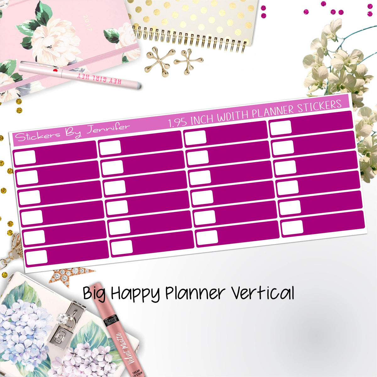 Labels 1.95 inch Width Quarter Boxes 563 for Big Happy Planner Vertical Planner Stickers