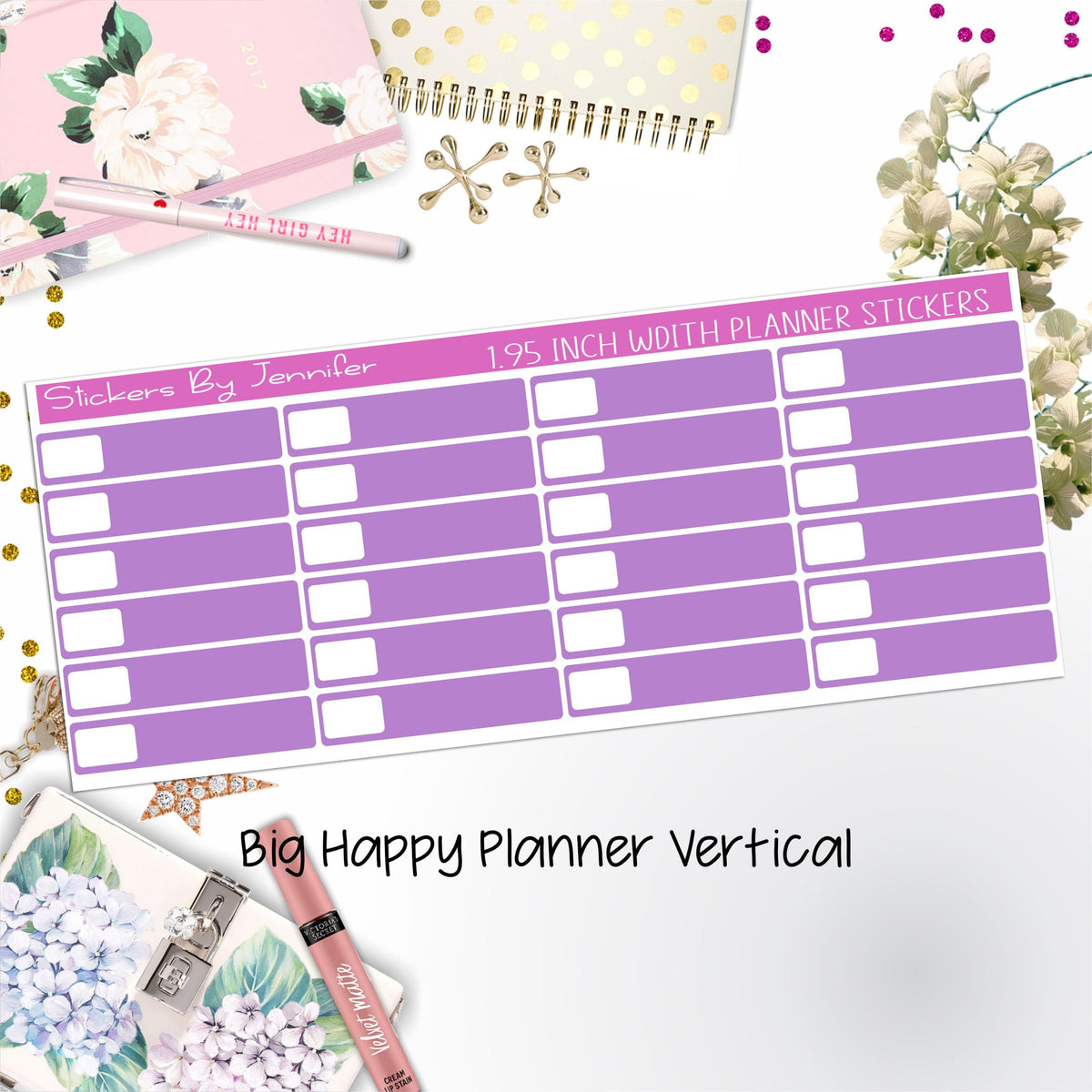 Labels 1.95 inch Width Quarter Boxes 565 for Big Happy Planner Vertical Planner Stickers