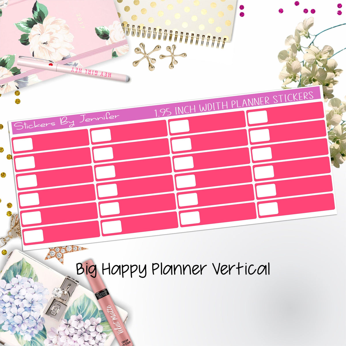 Labels 1.95 inch Width Quarter Boxes 581 for Big Happy Planner Vertical Planner Stickers