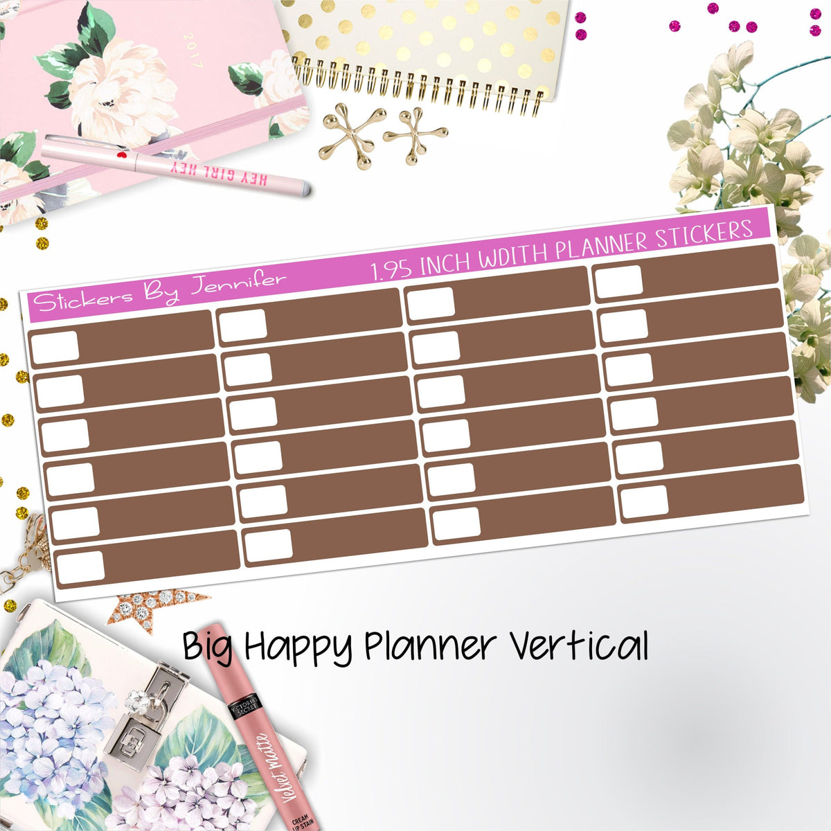 Labels 1.95 inch Width Quarter Boxes 595 for Big Happy Planner Vertical Planner Stickers