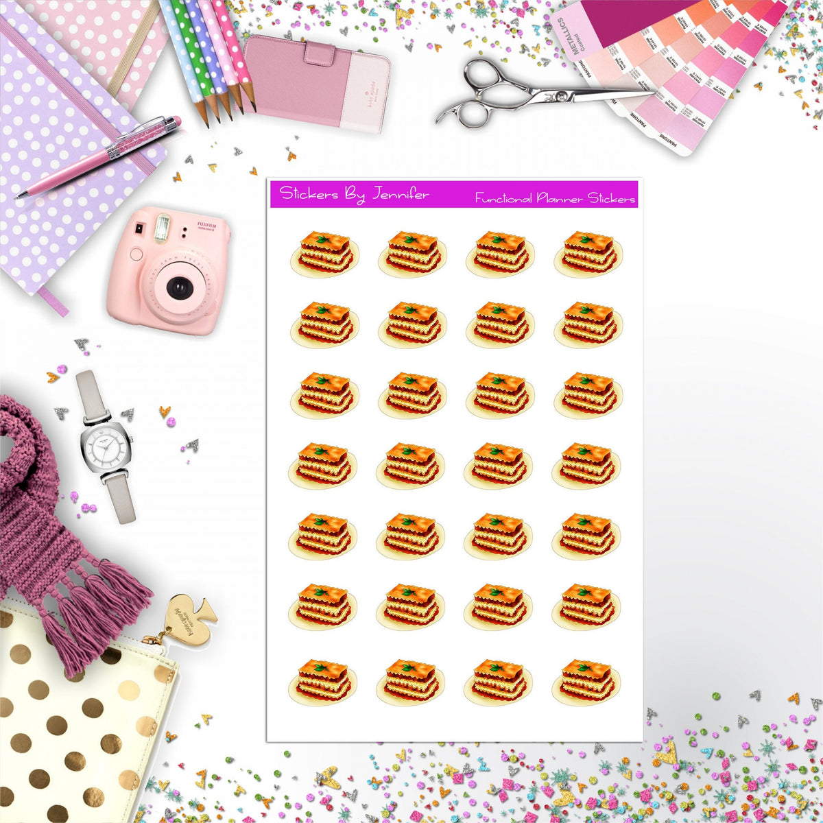 Lasagna Stickers, Planner Stickers, Journal Stickers, Functional Planner Stickers, Stationary Stickers