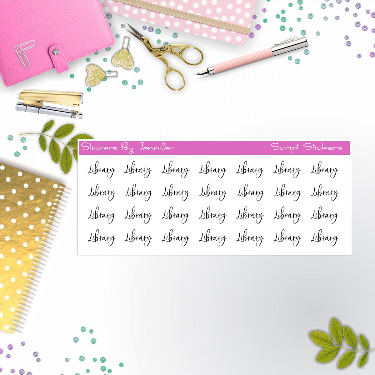 Library Script Stickers, Typography Stickers, Planner Stickers, Journal Stickers, Functional Planner Stickers, Stationary Stickers