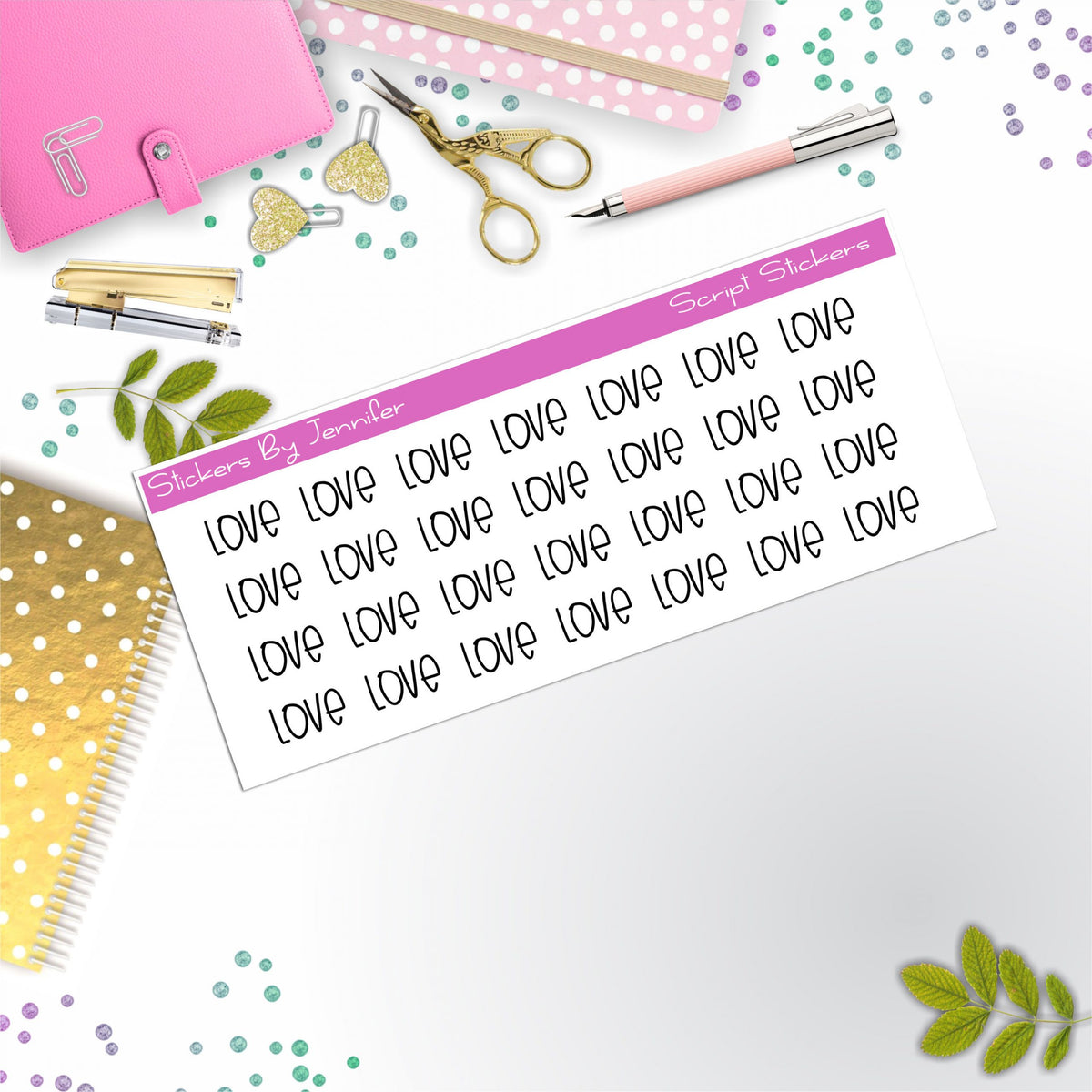 Love Script Stickers, Typography Stickers, Planner Stickers