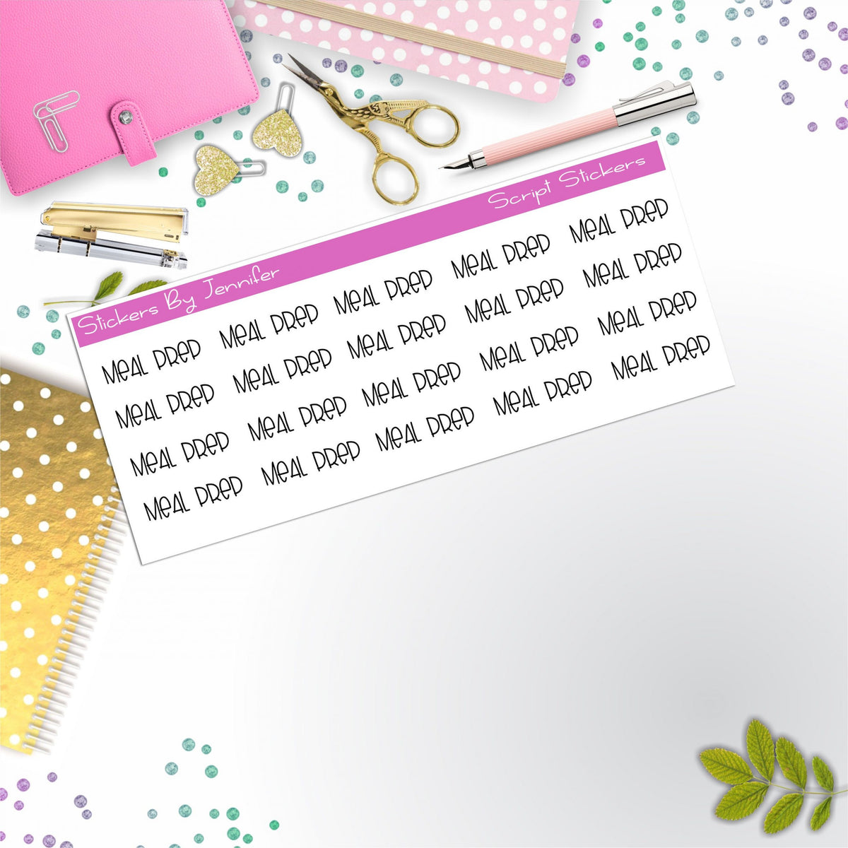 Meal Prep Script Stickers, Typography Stickers, Planner Stickers