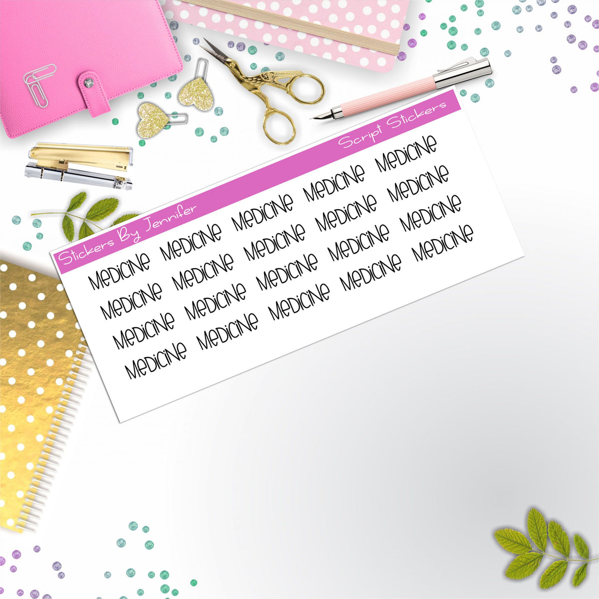 Medicine Script Stickers, Typography Stickers, Planner Stickers