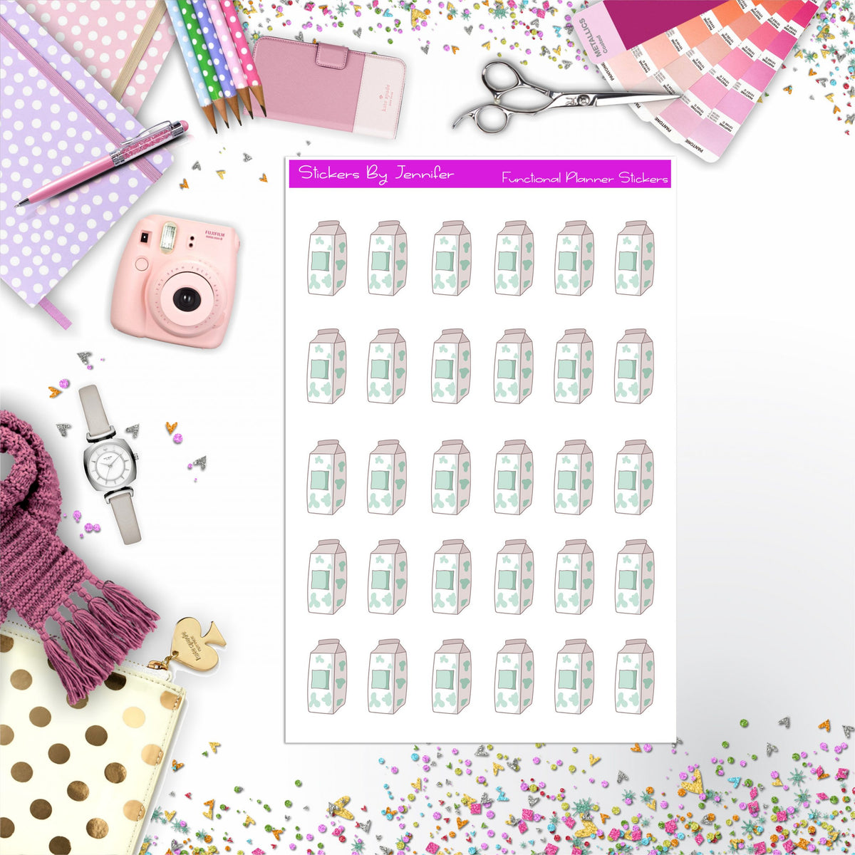 Milk Stickers, Planner Stickers, Journal Stickers, Functional Planner Stickers, Stationary Stickers