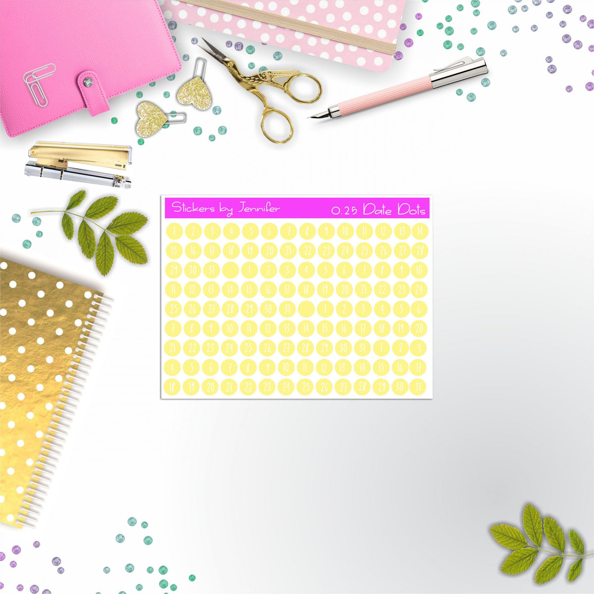 Mini Date Covers, Date Dots, Number Stickers M-1, Planner Stickers, Journal Stickers, Functional Planner Stickers, Stationary Stickers