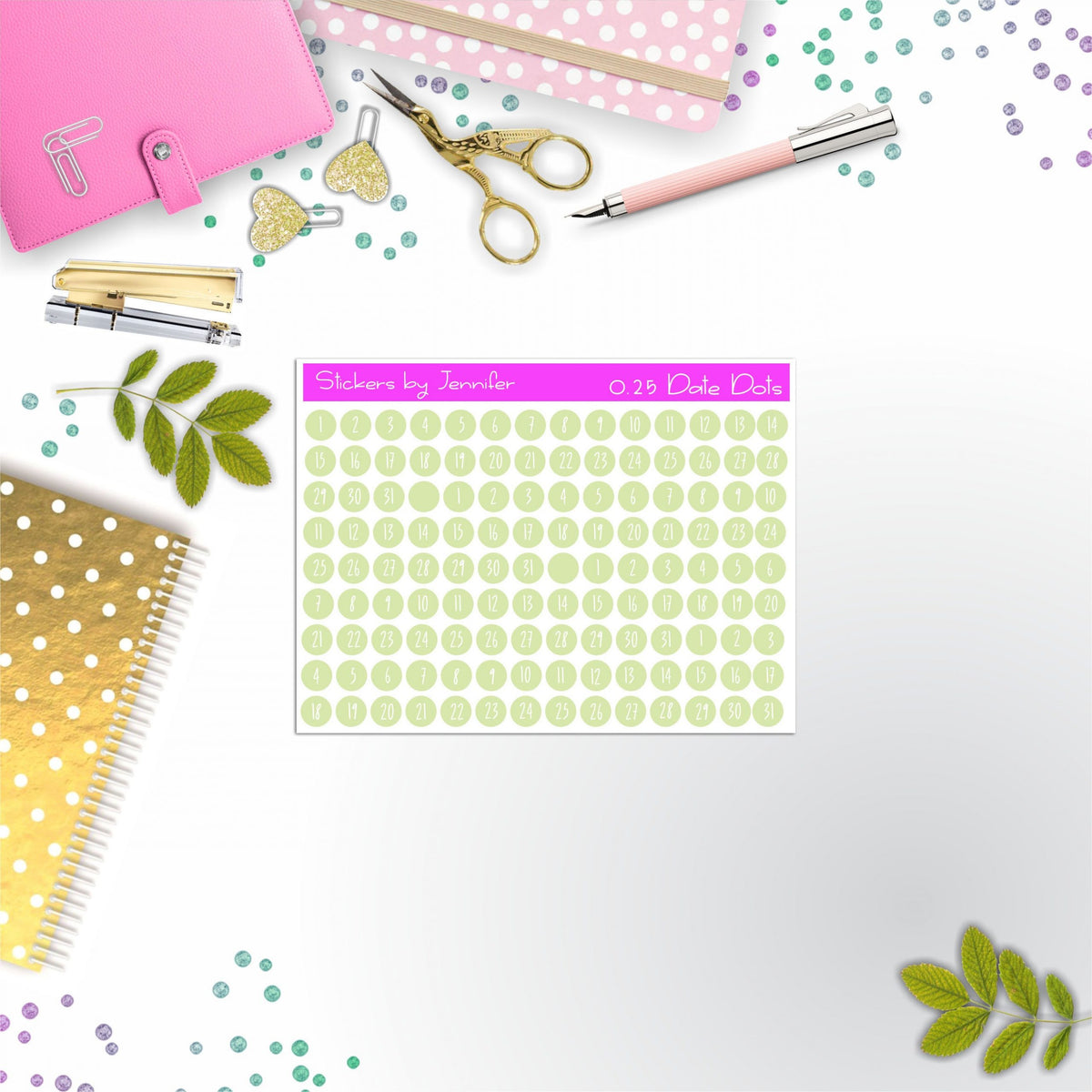 Mini Date Covers, Date Dots, Number Stickers M-12, Planner Stickers, Journal Stickers, Functional Planner Stickers, Stationary Stickers