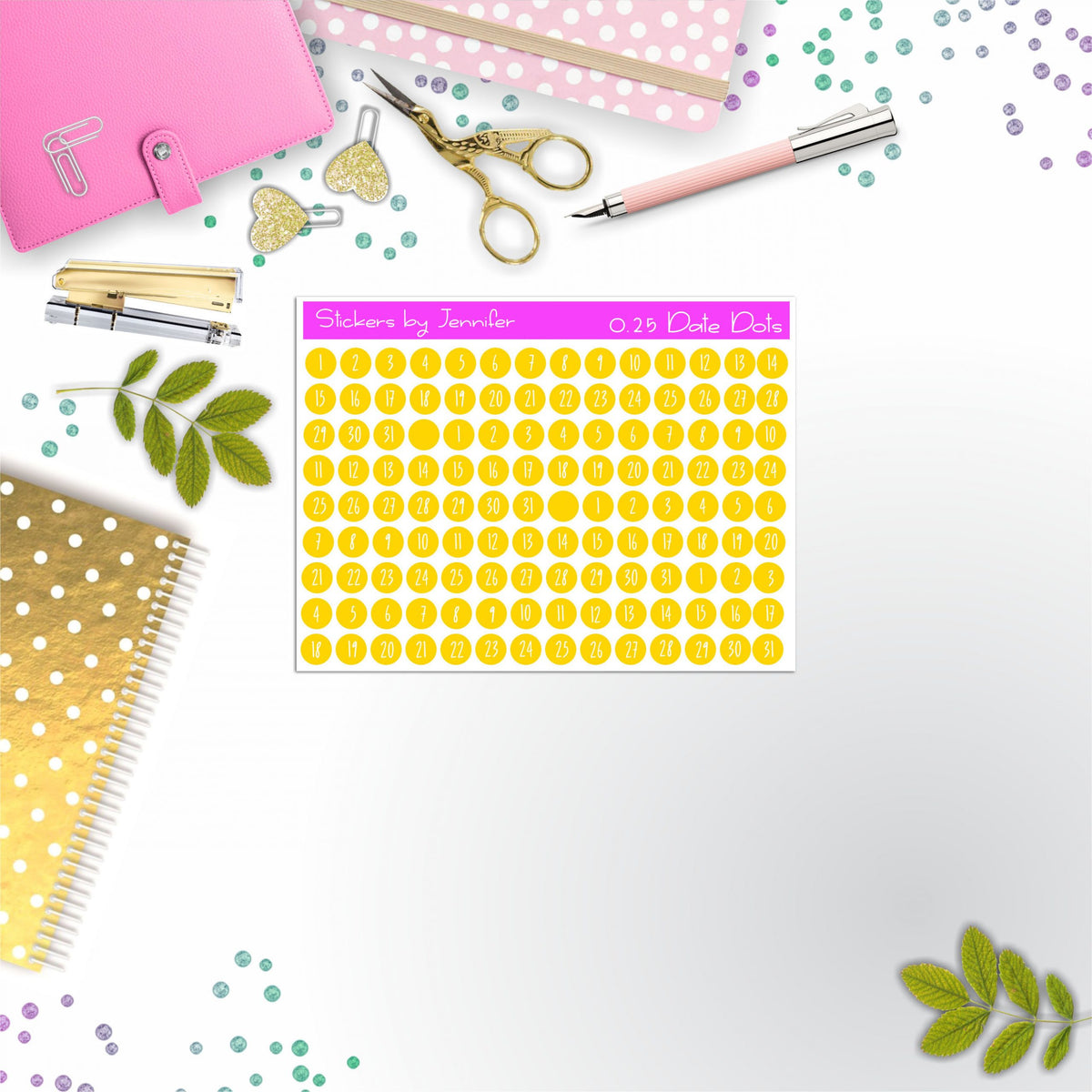 Mini Date Covers, Date Dots, Number Stickers M-3, Planner Stickers, Journal Stickers, Functional Planner Stickers, Stationary Stickers