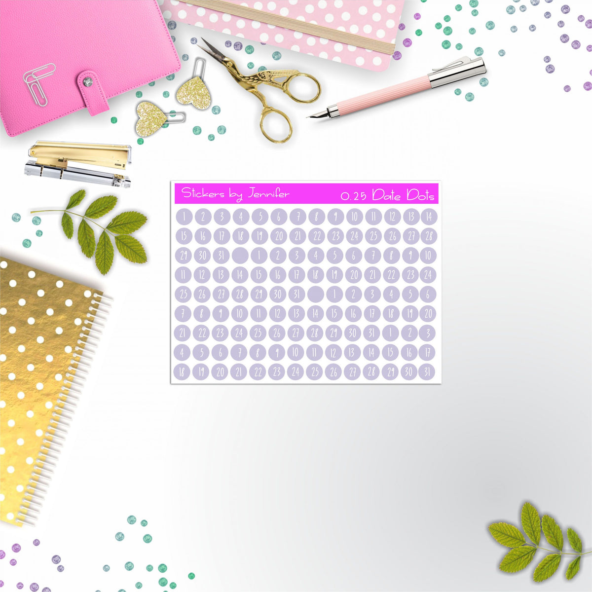 Mini Date Covers, Date Dots, Number Stickers M-45, Planner Stickers, Journal Stickers, Functional Planner Stickers, Stationary Stickers