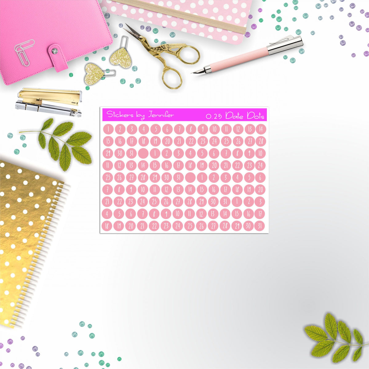Mini Date Covers, Date Dots, Number Stickers M-66, Planner Stickers, Journal Stickers, Functional Planner Stickers, Stationary Stickers