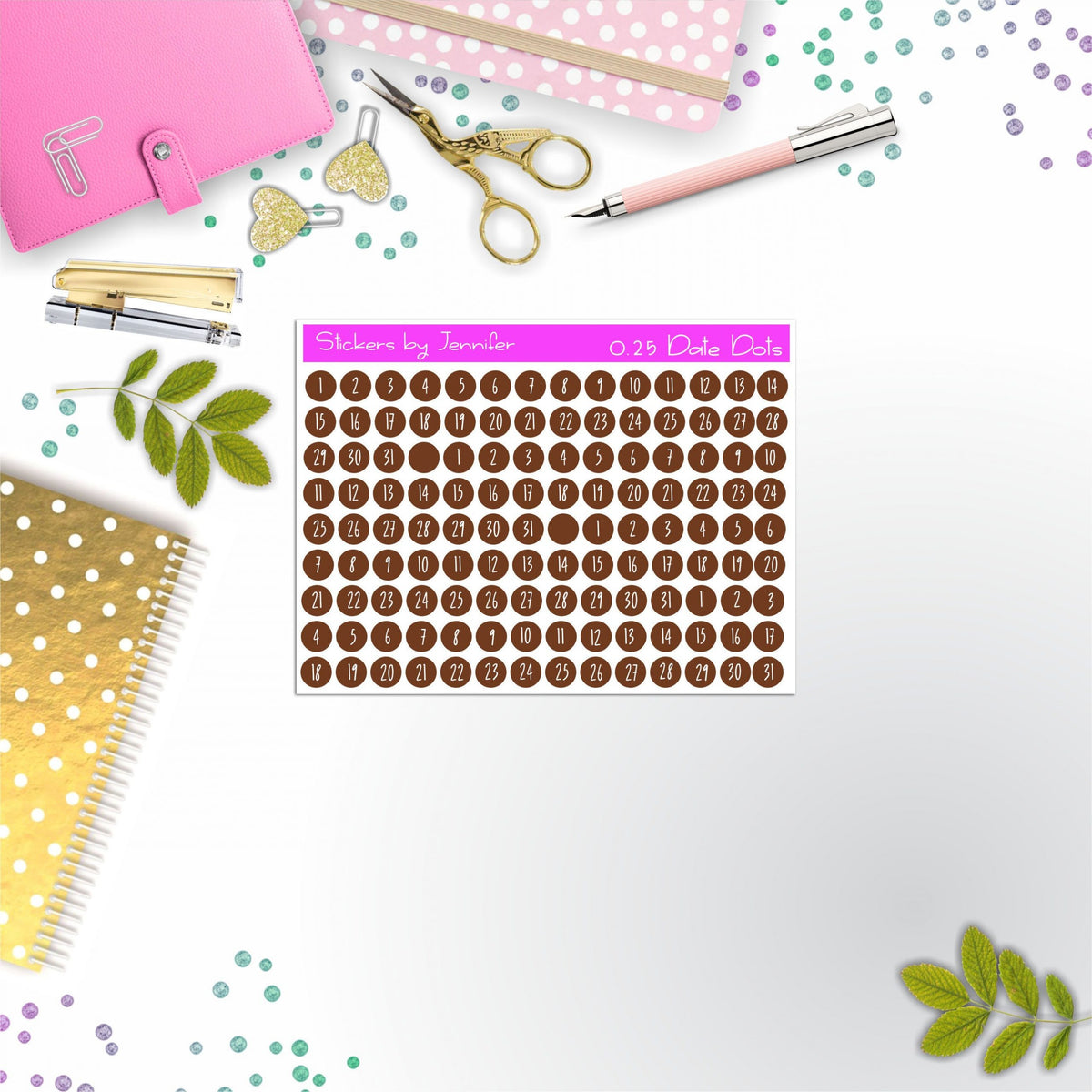 Mini Date Covers, Date Dots, Number Stickers M-92, Planner Stickers, Journal Stickers, Functional Planner Stickers, Stationary Stickers