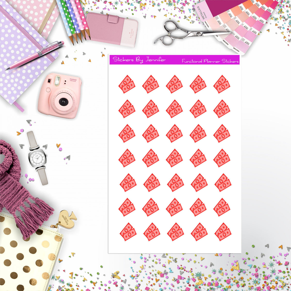 Money Stickers, Planner Stickers, Journal Stickers, Functional Planner Stickers, Stationary Stickers