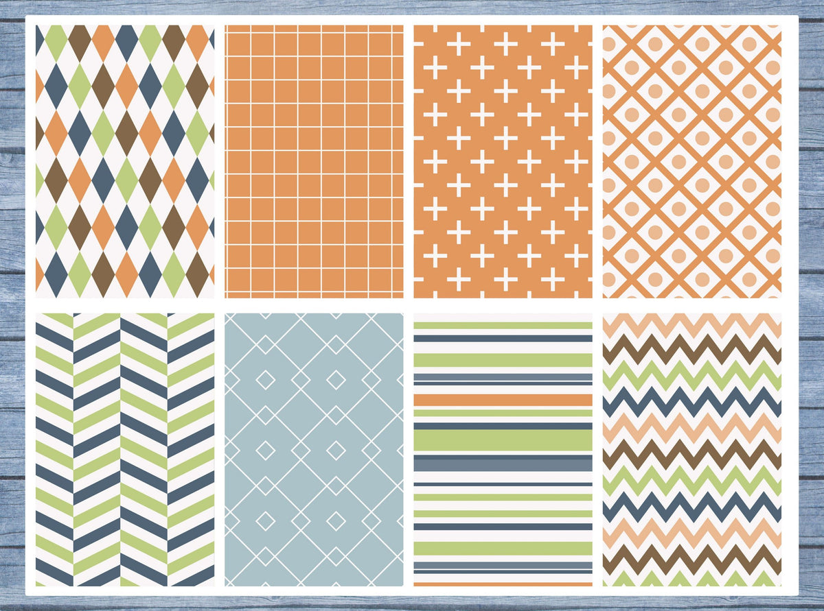 Orange, Green Pattern Full Box Planner Stickers, Big Happy Planner, Erin Condren, Classic Happy Planner