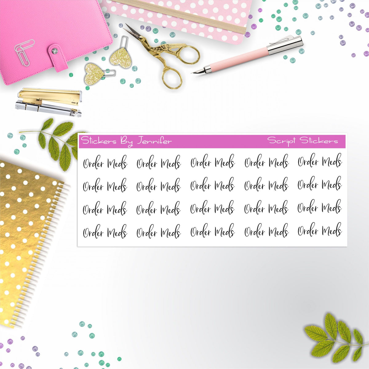 Order Meds Script Stickers, Typography Stickers, Planner Stickers, Journal Stickers, Functional Planner Stickers, Stationary Stickers