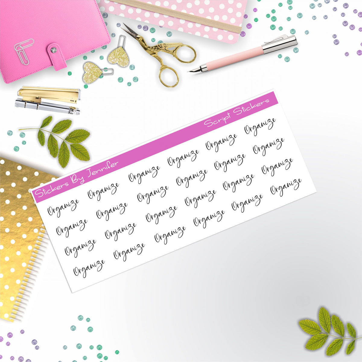 Organize Script Stickers, Typography Stickers, Planner Stickers, Journal Stickers, Functional Planner Stickers, Stationary Stickers
