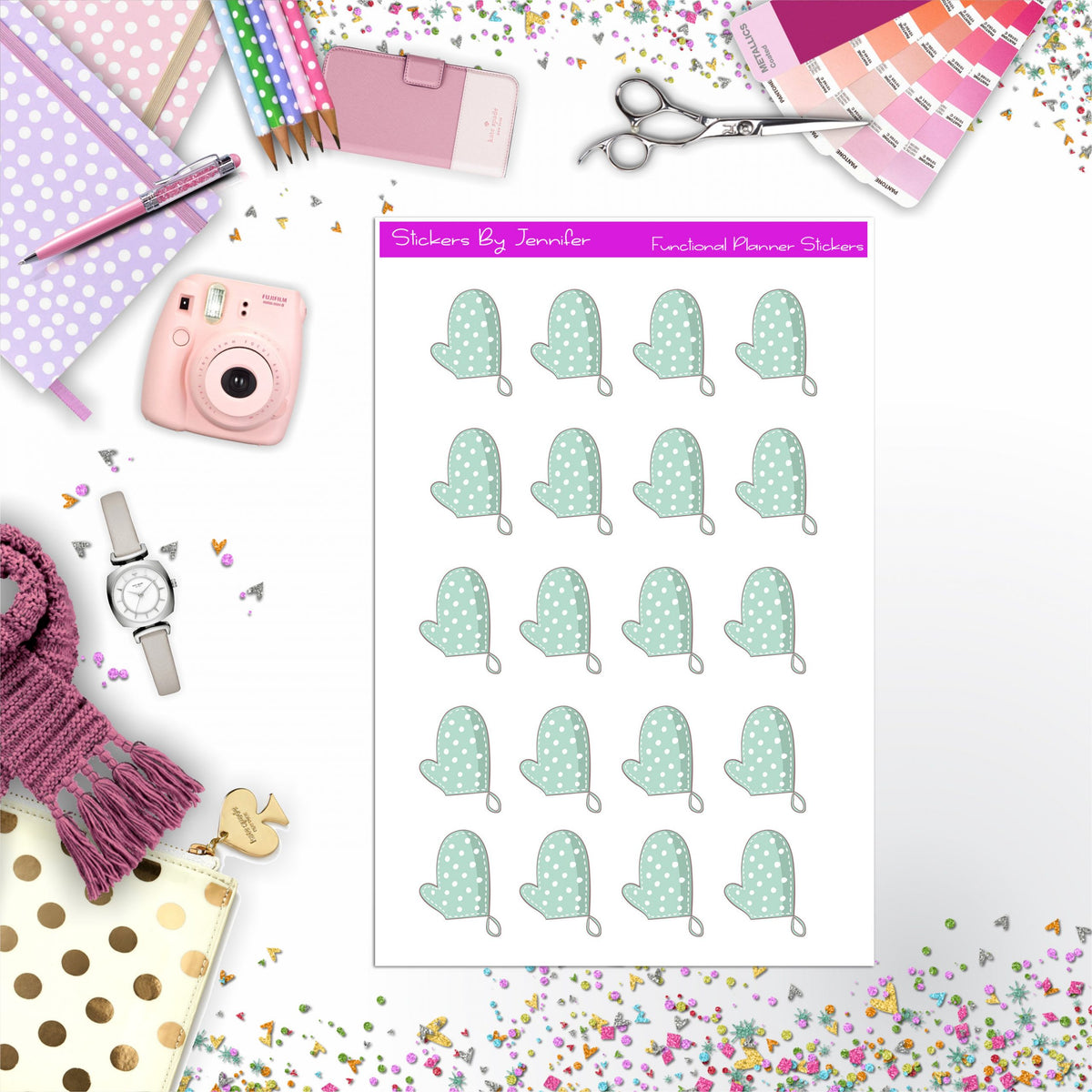 Oven Mitten Stickers, Planner Stickers, Journal Stickers, Functional Planner Stickers, Stationary Stickers