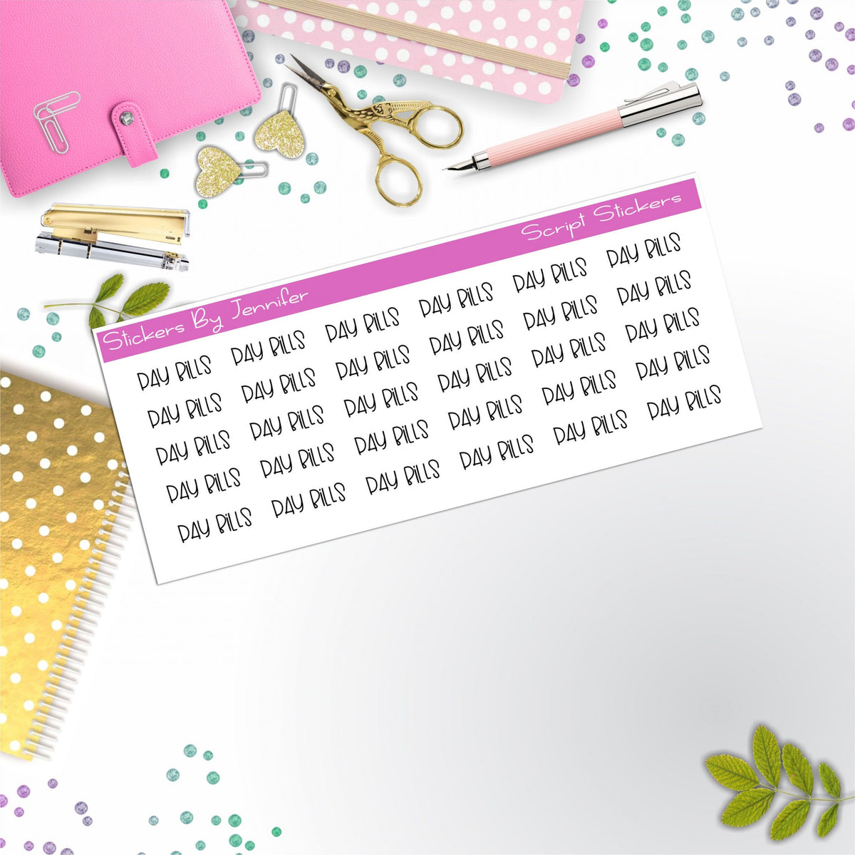 Pay Bills Script Stickers, Typography Stickers, Planner Stickers