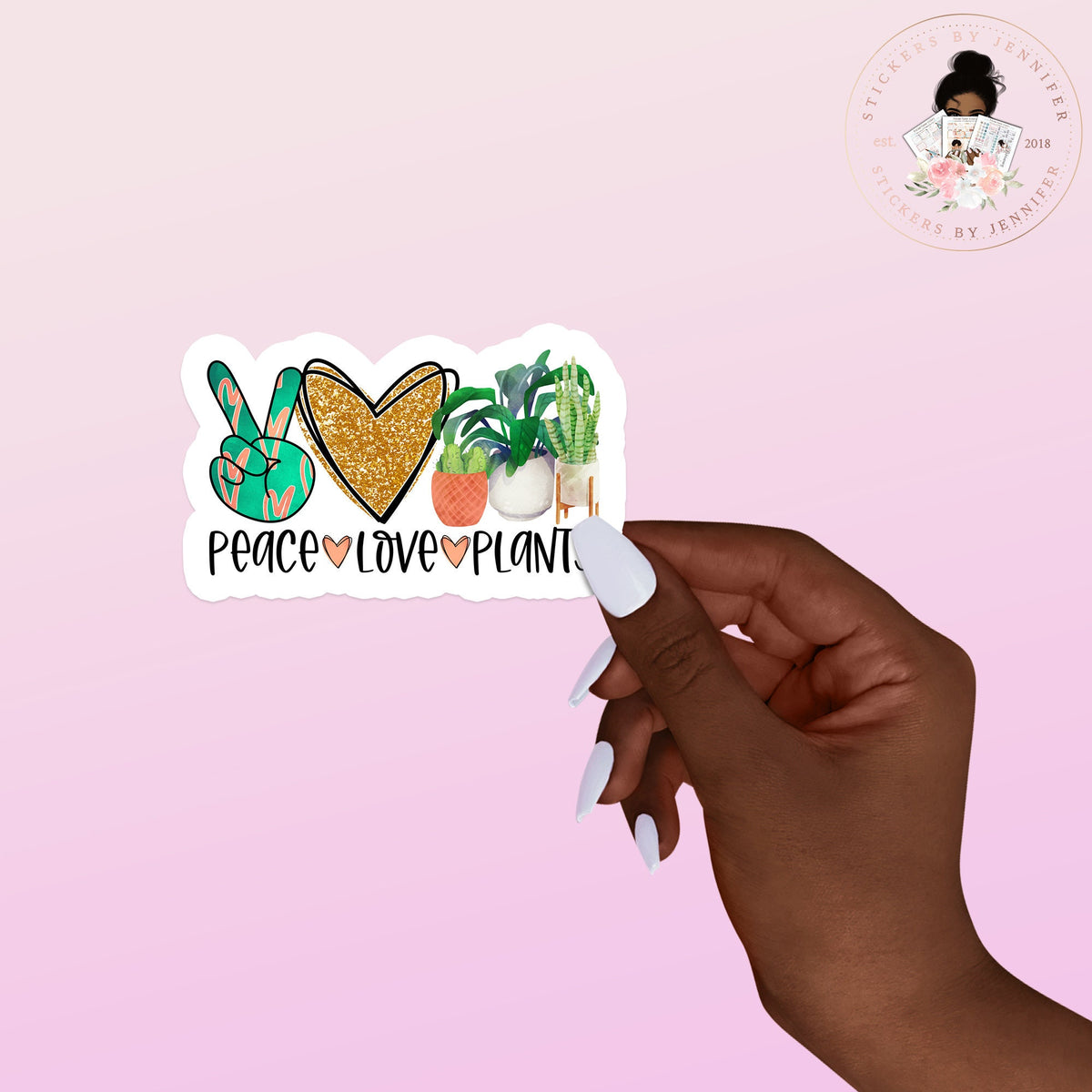 Peace Love Plants Vinyl Sticker