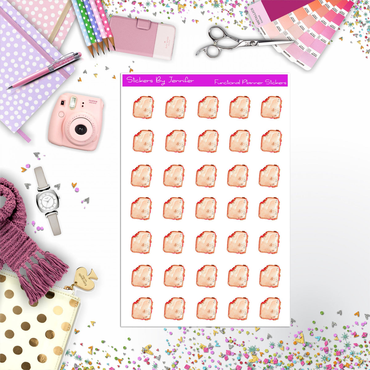 Peanut Butter And Jelly Sandwich Stickers, Planner Stickers, Journal Stickers, Functional Planner Stickers, Stationary Stickers