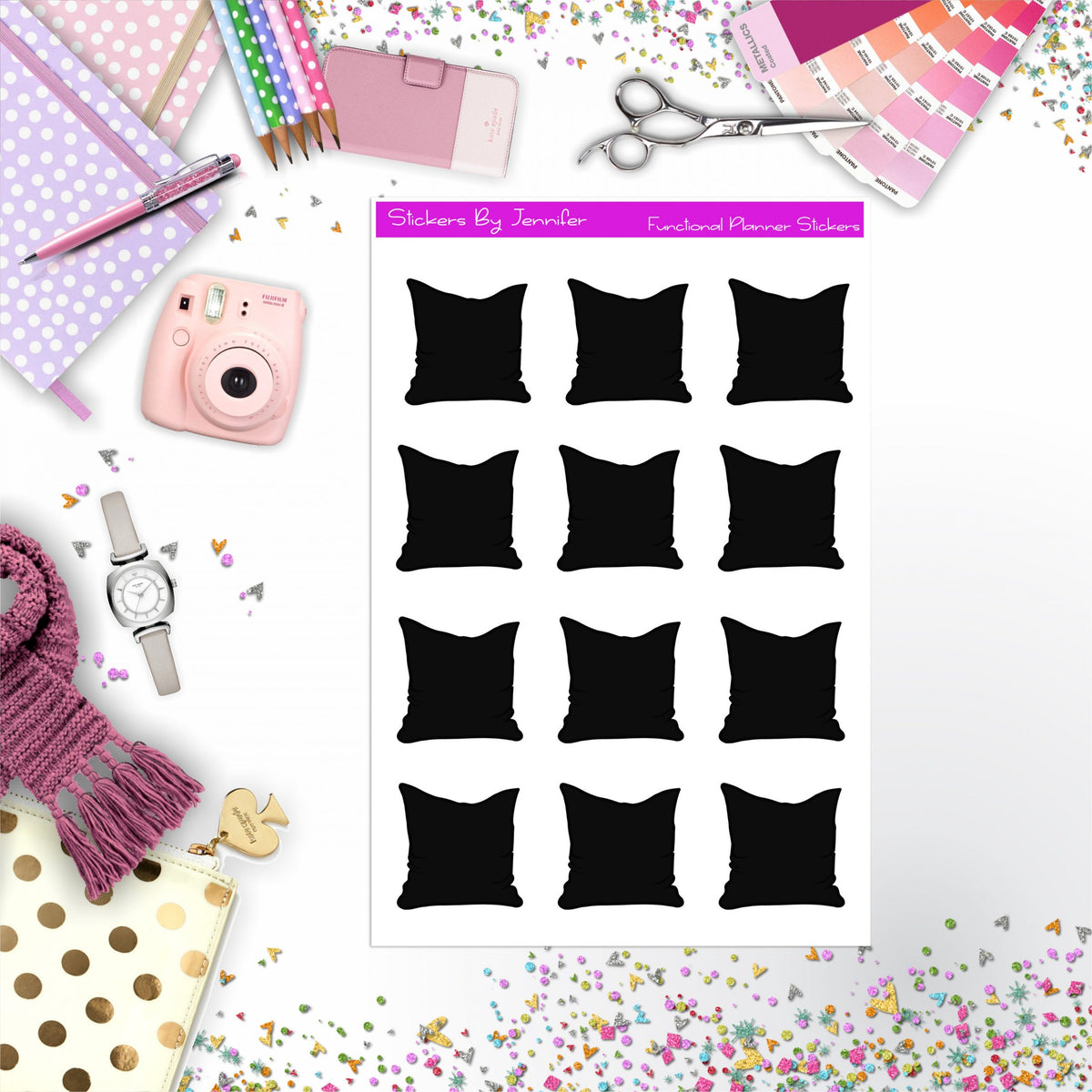 Pillow Stickers, Planner Stickers, Journal Stickers, Functional Planner Stickers, Stationary Stickers