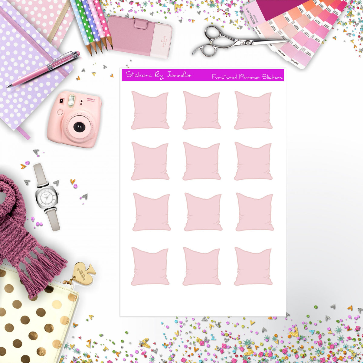 Pillow Stickers, Planner Stickers, Journal Stickers, Functional Planner Stickers, Stationary Stickers