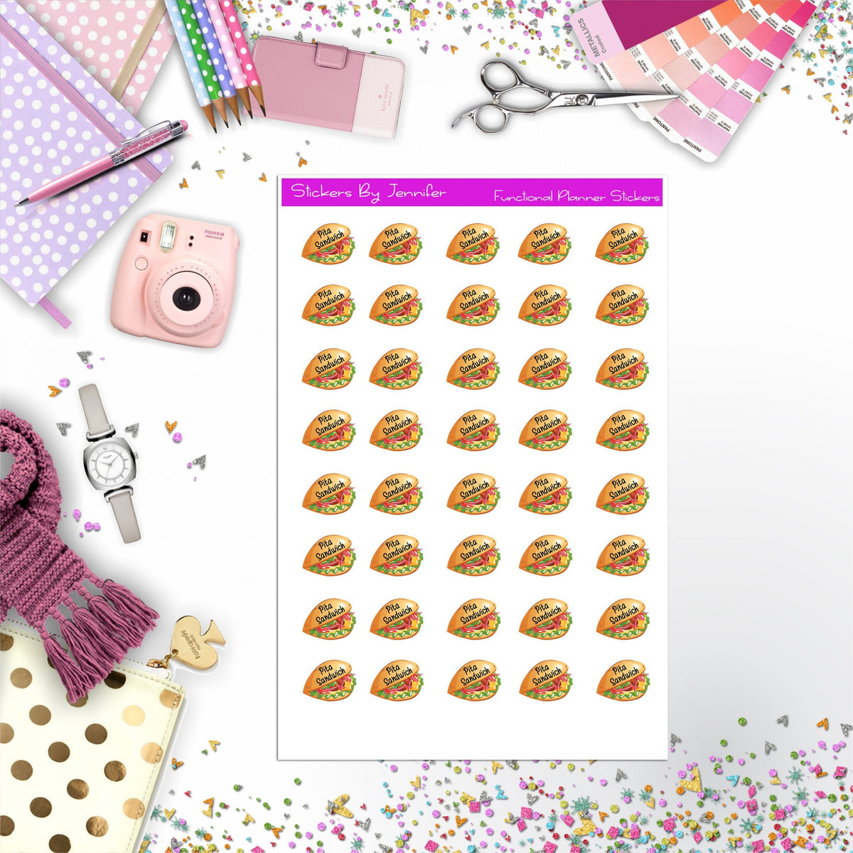 Pita Sandwich, Fast Food Planner Stickers