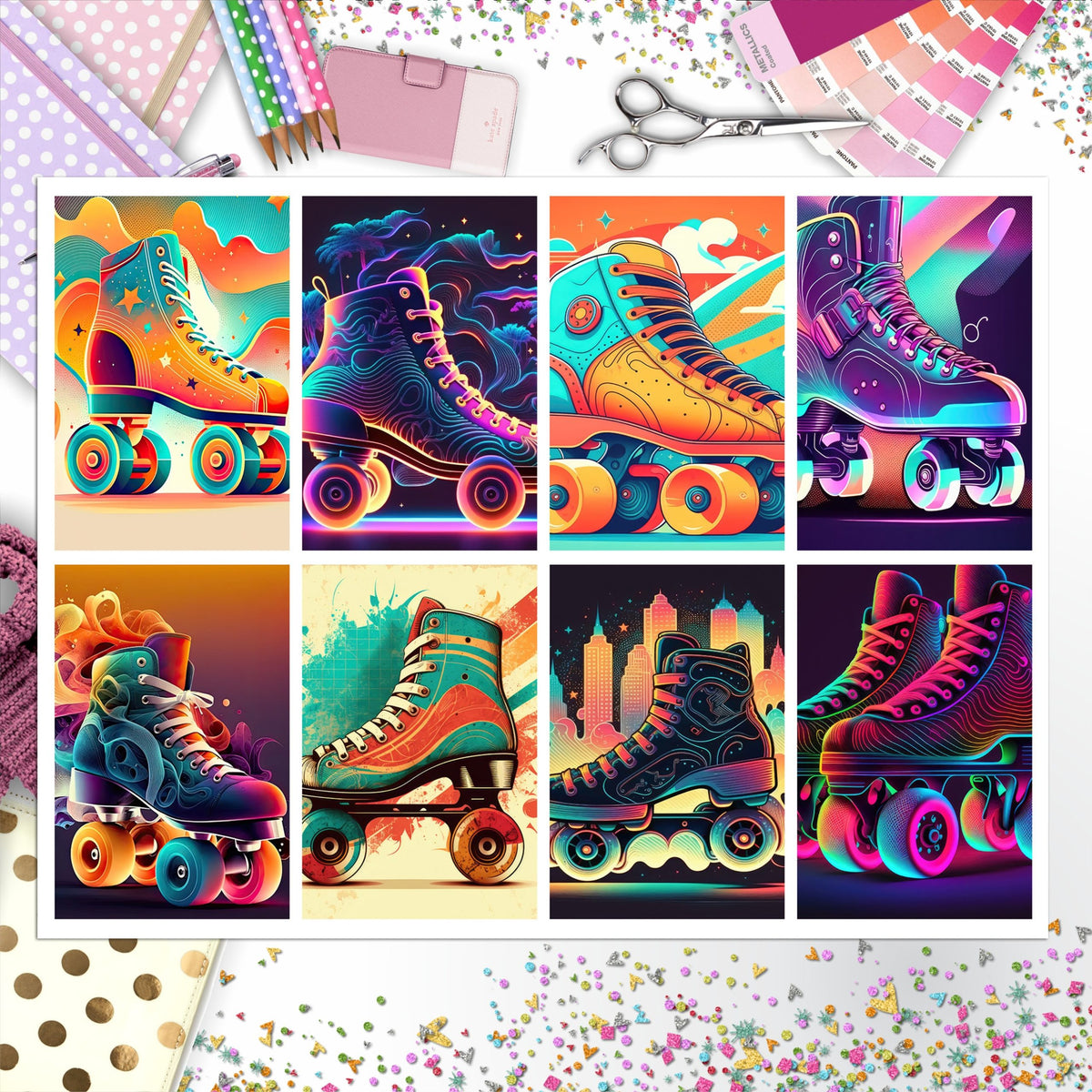Retro Skates Full Box Big Happy Planner, Erin Condren, Classic Happy Planner