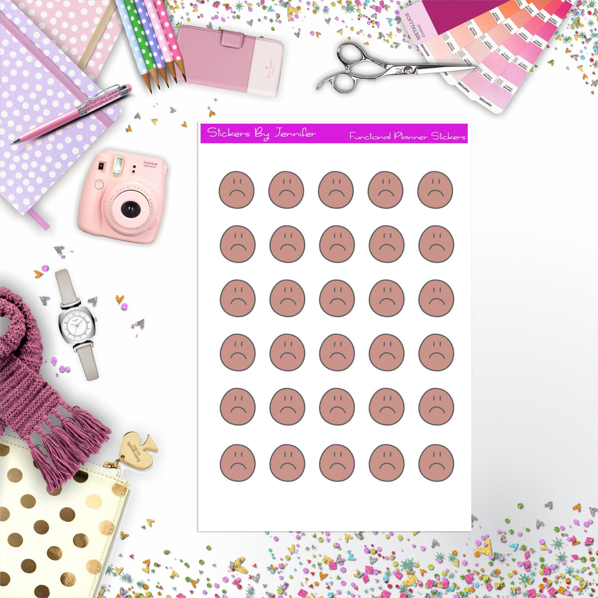 Sad Face Stickers, Planner Stickers, Journal Stickers, Functional Planner Stickers, Stationary Stickers