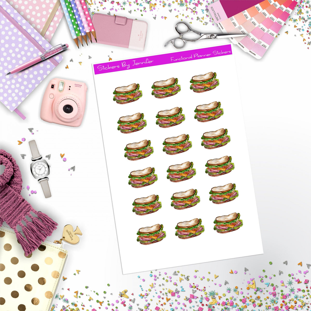 Sandwich Stickers, Planner Stickers, Journal Stickers, Functional Planner Stickers, Stationary Stickers