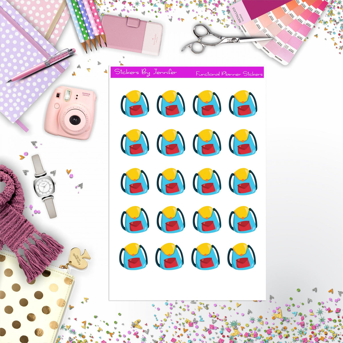School Bag Stickers, Planner Stickers, Journal Stickers, Functional Planner Stickers, Stationary Stickers