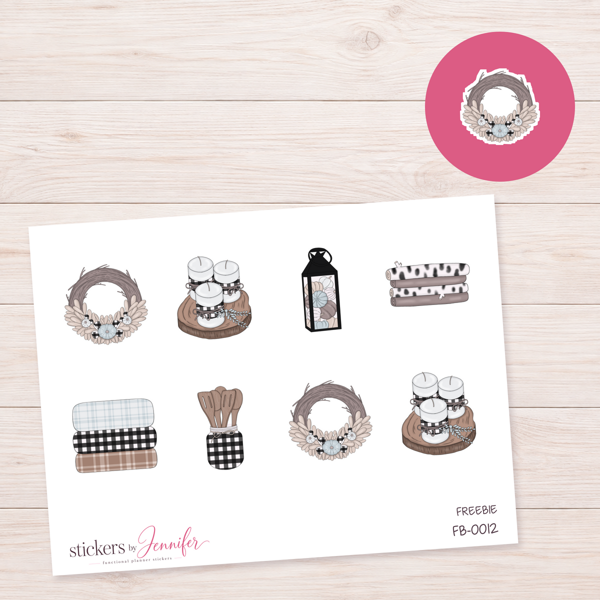 Cozy Autumn September freebie sticker sheet FB-0012