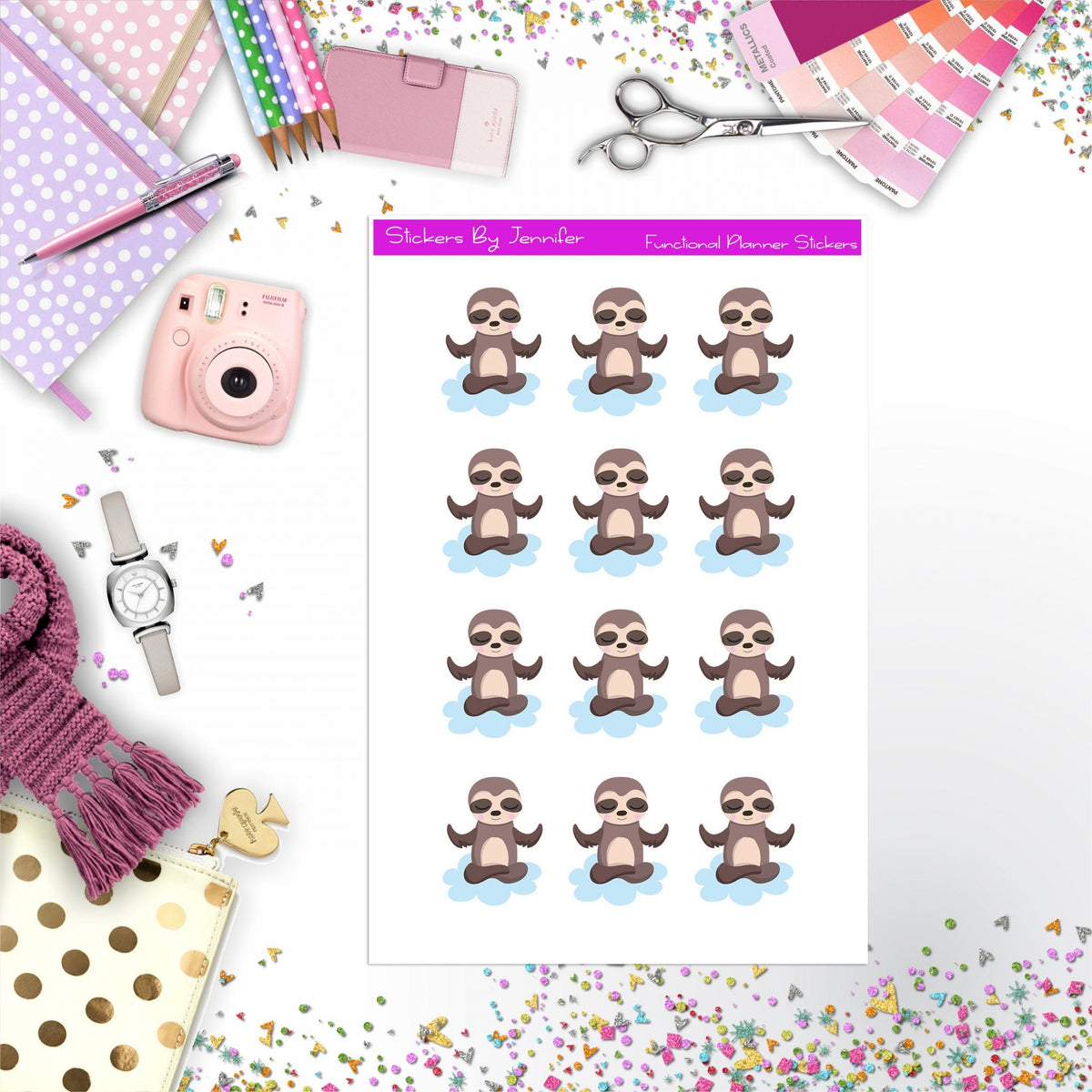 Sloth Stickers, Planner Stickers, Journal Stickers, Functional Planner Stickers, Stationary Stickers