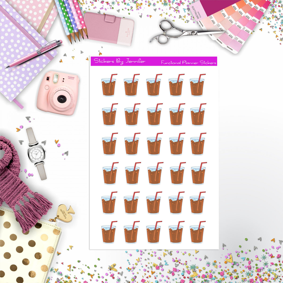 Soda Stickers, Planner Stickers, Journal Stickers, Functional Planner Stickers, Stationary Stickers
