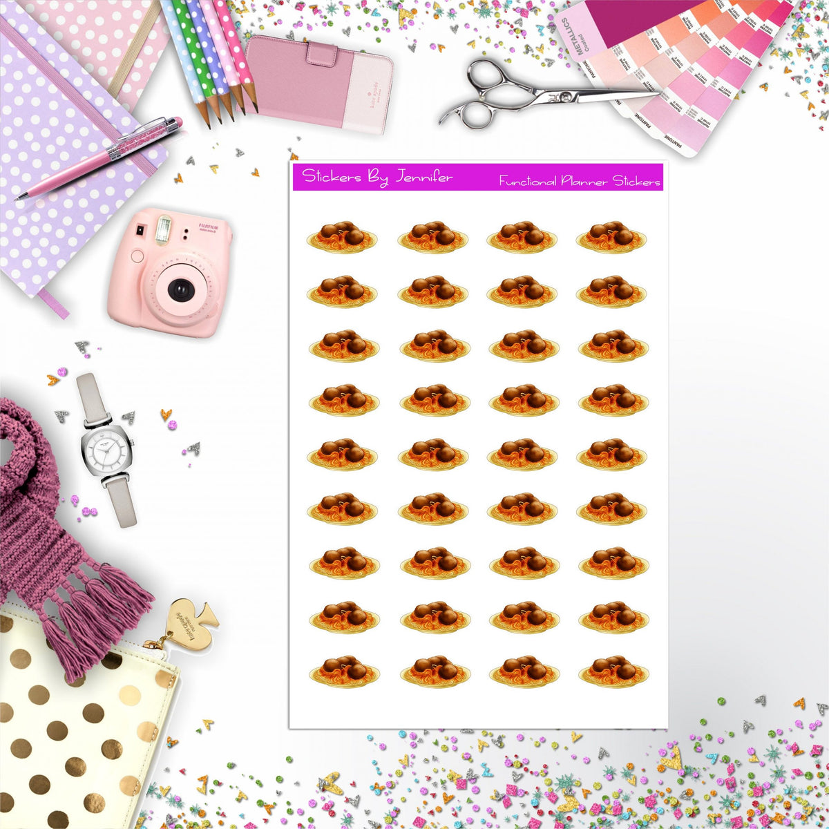 Spaghetti Stickers, Planner Stickers, Journal Stickers, Functional Planner Stickers, Stationary Stickers