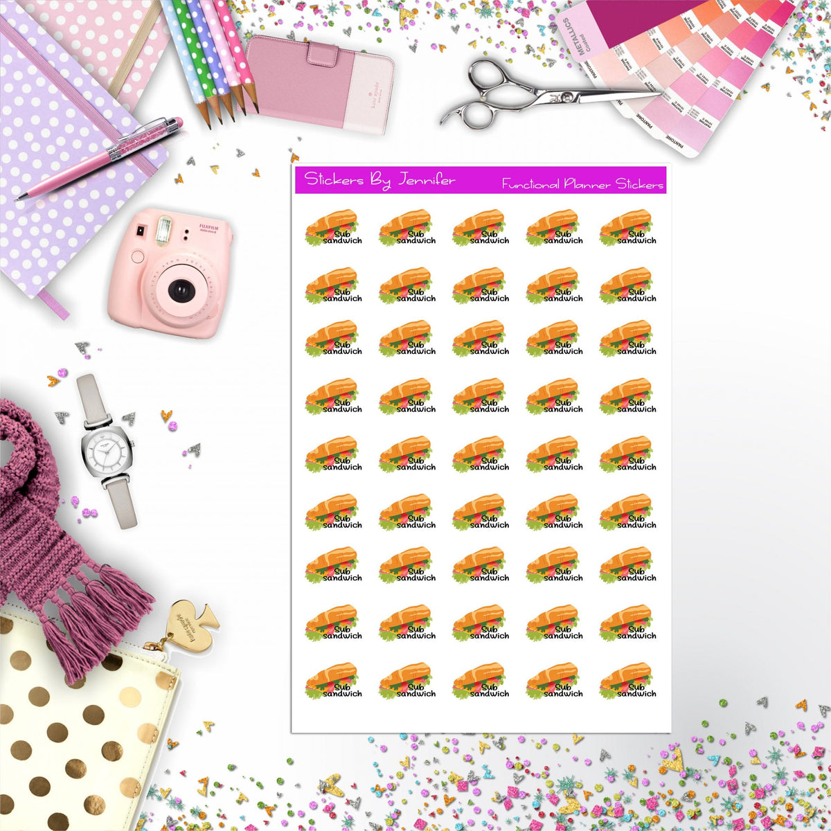 Sub Sandwich, Fast Food Planner Stickers