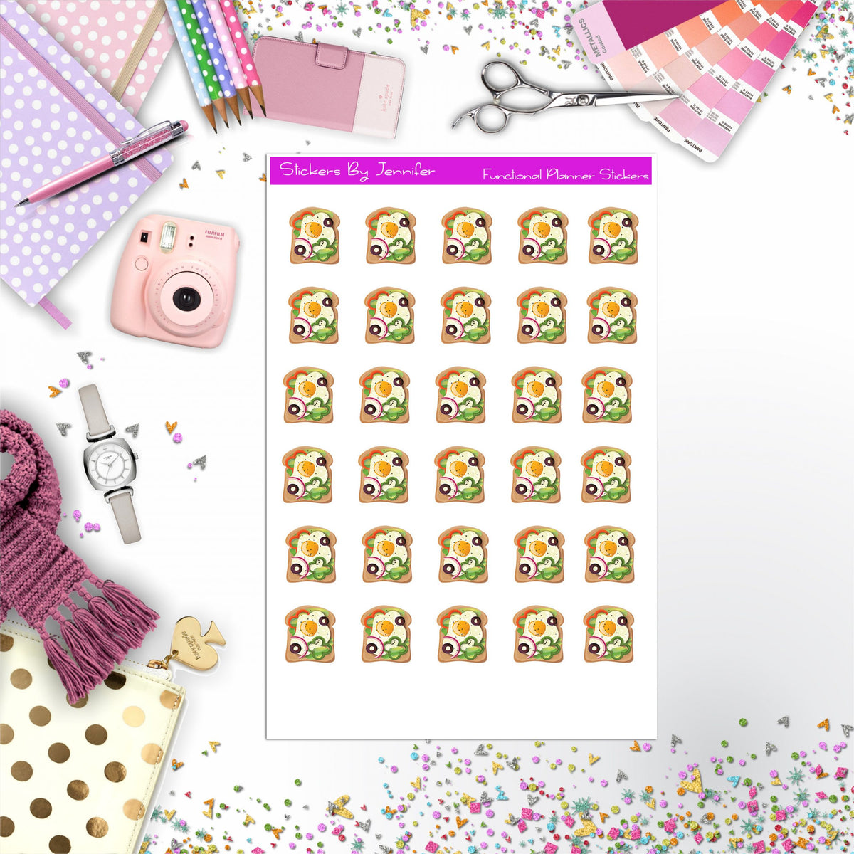 Toast, Eggs, Veggies, Planner Stickers