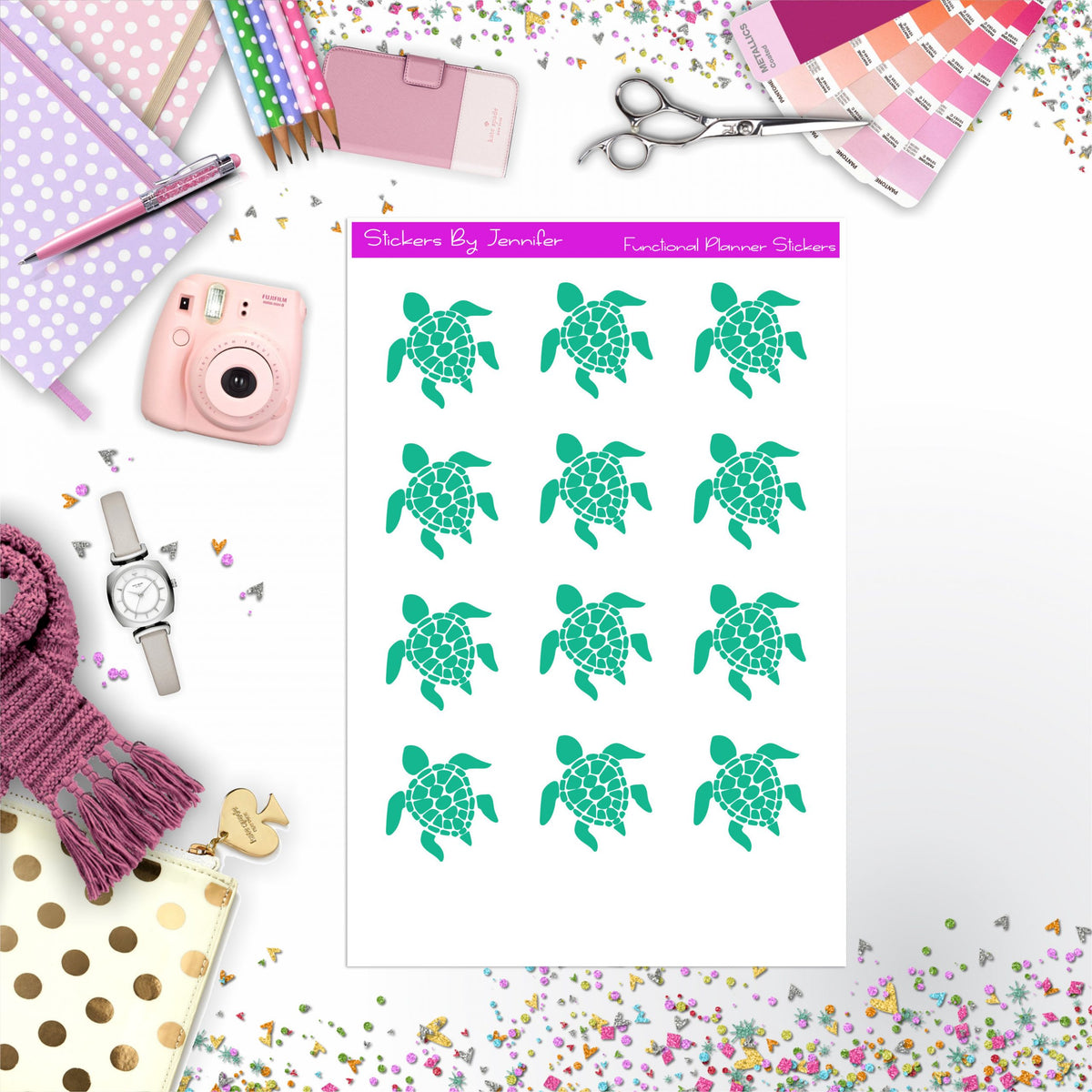 Turtle Stickers, Planner Stickers, Journal Stickers, Functional Planner Stickers, Stationary Stickers