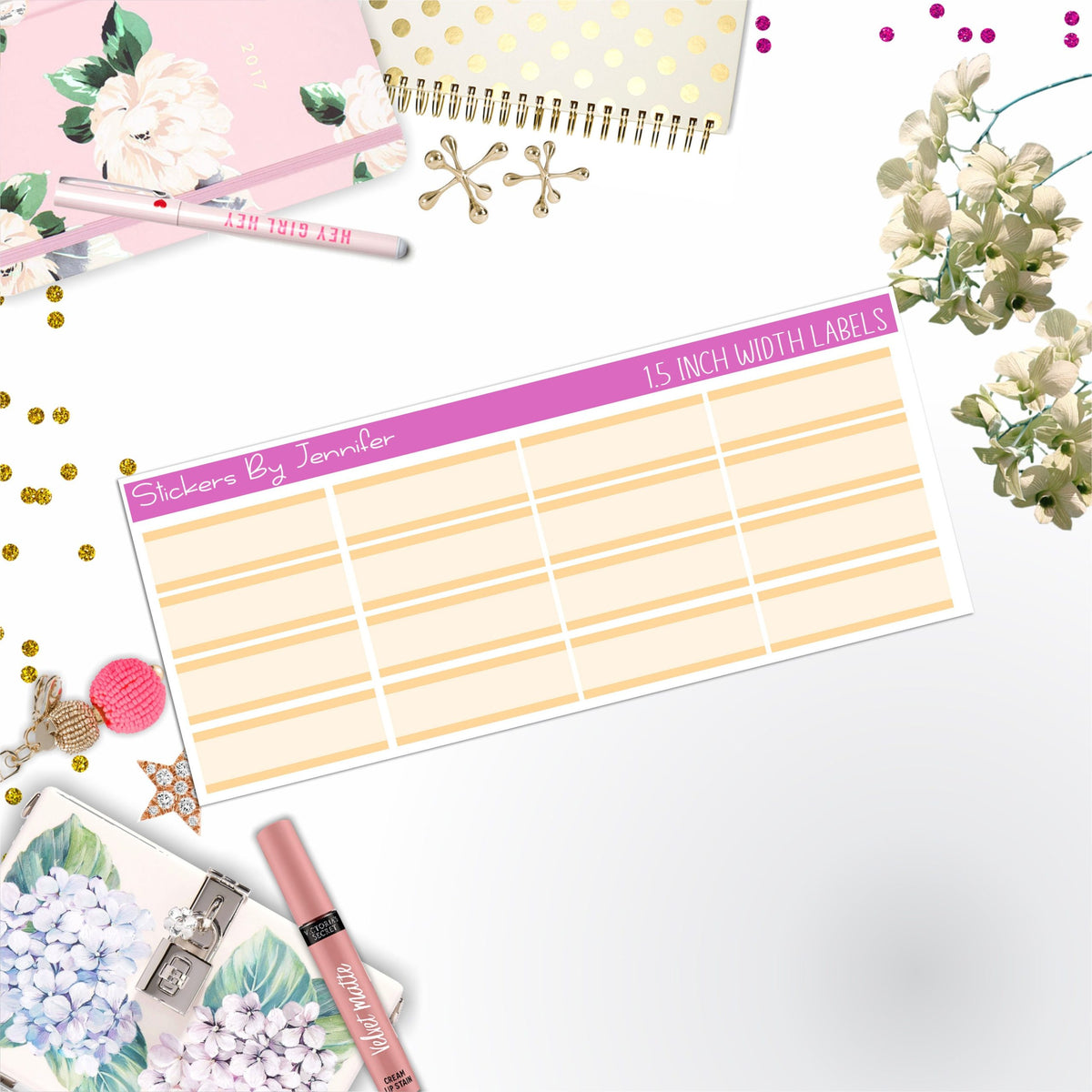 Two-Toned Labels 086 Quarter Boxes Planner Stickers, Journal Stickers, Functional Planner Stickers, Stationary Stickers