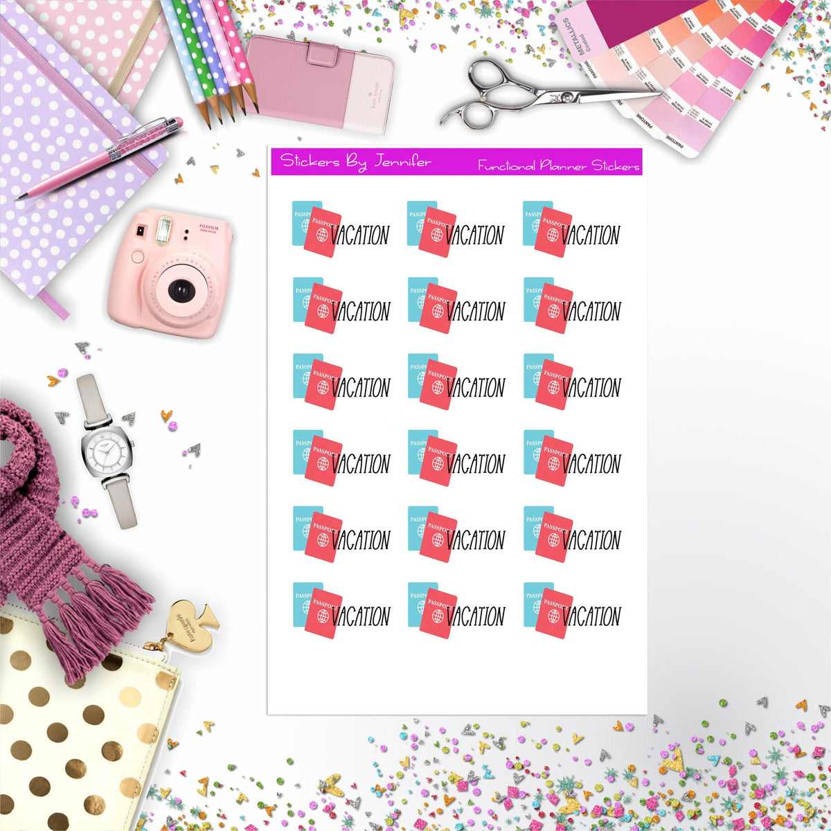 Vacation Stickers, Planner Stickers, Journal Stickers, Functional Planner Stickers, Stationary Stickers
