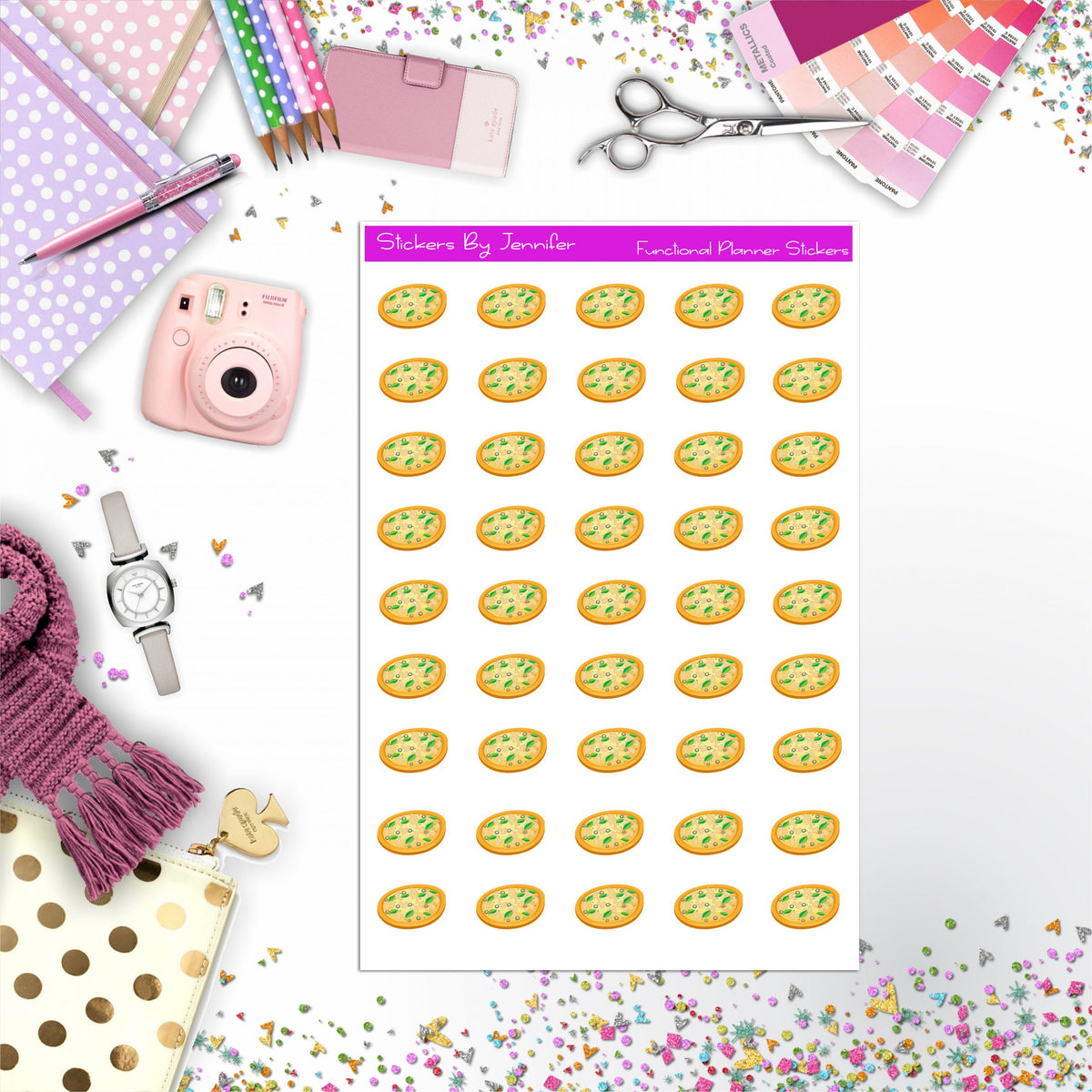 Veggie Pizza Stickers, Planner Stickers, Journal Stickers, Functional Planner Stickers, Stationary Stickers