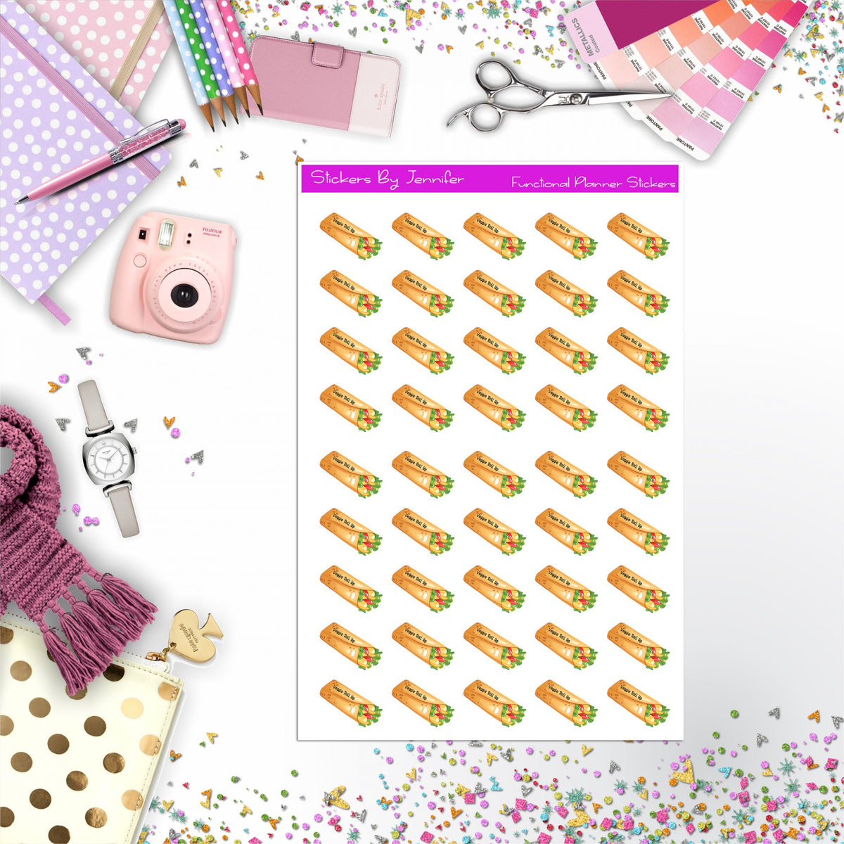 Veggie Roll Up, Fast Food Planner Stickers
