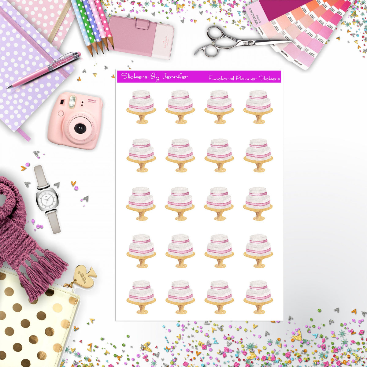 Wedding Cake Stickers, Planner Stickers, Journal Stickers, Functional Planner Stickers, Stationary Stickers