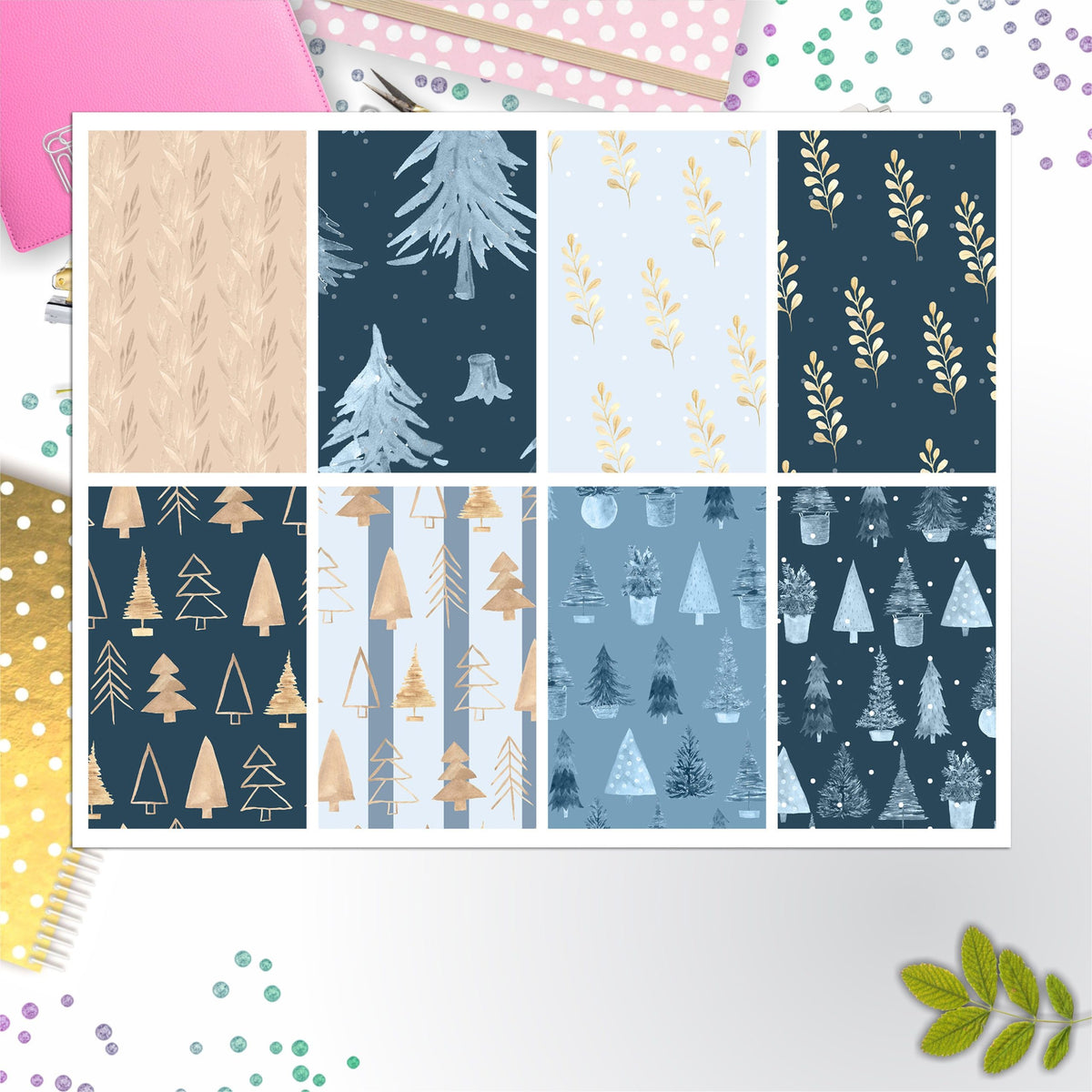 Winter Trees Full Box Big Happy Planner, Erin Condren, Classic Happy Planner